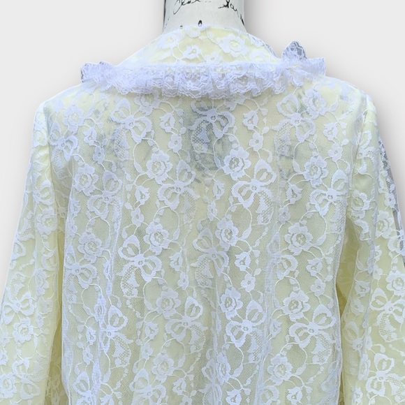 Vintage Odette Barsa Bed Jacket Yellow and White Lace - Picture 6 of 11
